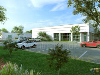 3D Architectural Rendering Service of a commercial building in Orlando, Florida by Yantram Architect, Yantram Architectural Design Studio Corporation Yantram Architectural Design Studio Corporation Other spaces White