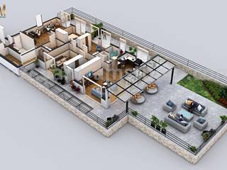 3D Floor Plan of Residential Houses in New York Designed by Yantram Architectural Rendering Studio, Yantram Animation Studio Corporation Yantram Animation Studio Corporation Condominios