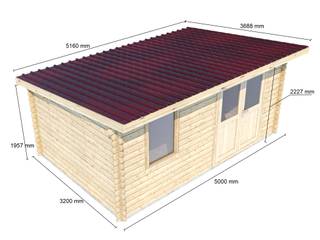 CASETTA IN LEGNO DA GIARDINO 5x3 (34mm) MONOFALDA CON PORTA DOPPIA E FINESTRA, DEKALUX DEKALUX Casitas de jardín