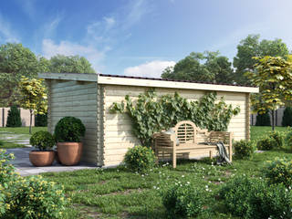 CASETTA IN LEGNO DA GIARDINO 5x3 (34mm) MONOFALDA CON PORTA DOPPIA E FINESTRA, DEKALUX DEKALUX Casitas de jardín