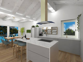 La zona giorno in mansarda, Angela Archinà Progettazione & Interior Design Angela Archinà Progettazione & Interior Design Cocinas equipadas
