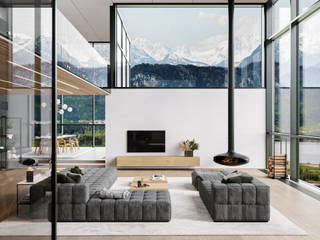 Geräumige Alpenvilla-Wohnung mit Big Sofa, Livarea Livarea Minimalist living room Grey