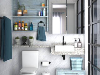 Banheiro pequeno e charmoso, Bendito Decor Bendito Decor Baños de estilo industrial