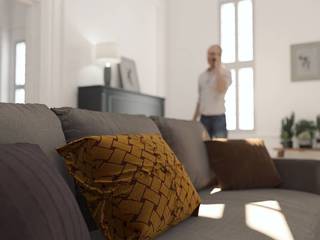 Rendering 3d di uno studio, stile classico, Render Real Render Real Meer ruimtes