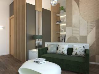 Rendering 3d spazio comunee bagno di ostello, Render Real Render Real Modern Living Room