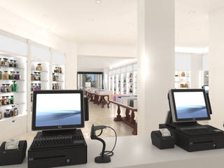 Rendering 3d di una farmacia, Render Real Render Real Modern Study Room and Home Office