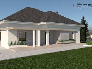 Projekt nowoczesnej elewacji domu jednorodzinnego, LDesign Lucyna Caban Firma Projektowo Handlowa LDesign Lucyna Caban Firma Projektowo Handlowa Casas unifamiliares