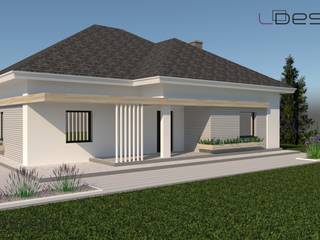 Projekt nowoczesnej elewacji domu jednorodzinnego, LDesign Lucyna Caban Firma Projektowo Handlowa LDesign Lucyna Caban Firma Projektowo Handlowa Casas unifamiliares