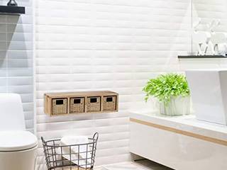 Walnut Wall Shelf with 4 Removable Baskets, Press profile homify Press profile homify Minimalistische Badezimmer
