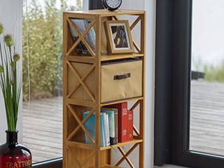 Bamboo Shelving Unit with Basket 3 Shelves, Press profile homify Press profile homify Mediterranean style bathrooms