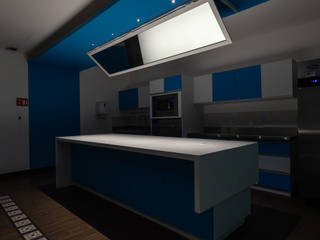 Iluminación Academia de Gastronomía Flavor Right, emARTquitectura Arte y Diseño emARTquitectura Arte y Diseño Built-in kitchens