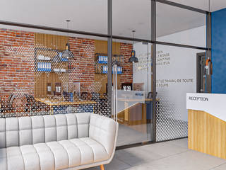 CONCEPTION ET MODELISATION 3D DE BUREAU, Francine Soher Francine Soher Oficinas y bibliotecas de estilo moderno