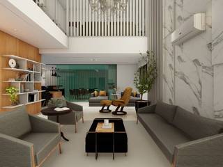 Ambientação | Amadeirado | Brise em mdf , Algodoal Arquitetura Algodoal Arquitetura Living room