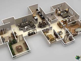 3D Floor Plan Design of a house in Dallas, created by Yantram 3D Architectural Visualization Studio, Yantram Animation Studio Corporation Yantram Animation Studio Corporation Flat