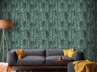 Green wallpaper with leaves design, Press profile homify Press profile homify Paredes y pisos tropicales