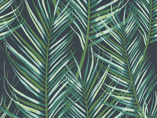 Green wallpaper with leaves design, Press profile homify Press profile homify Tropical style walls & floors