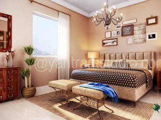 Architectural Interior Rendering of classic bedroom in Denton, Texas , Yantram Animation Studio Corporation Yantram Animation Studio Corporation Główna sypialnia