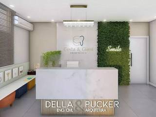 Recepção Consultório Odontológico 🦷, Della&Pucker - Eng. Civil e Arquitetura Della&Pucker - Eng. Civil e Arquitetura Commercial spaces