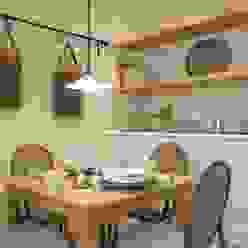 Barras para colgar y estanterías con pared en Toile de Jouy DEULONDER arquitectura domestica Cocinas de estilo clásico comedor,comedor de diario,sillas,silla,mesa,mesa de comedor,toile de jouy,entelado,cocina,lámpara,office,barra