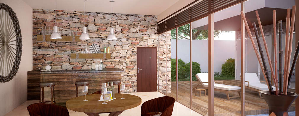 8 ways to decorate your home using a stone wall effect Diseño Backsplash Bar