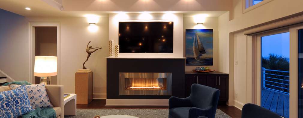 Tv Above The Fireplace Or Not Is It A Solution For My Placement Modern Family Room Living By Olamar Interiors Llc