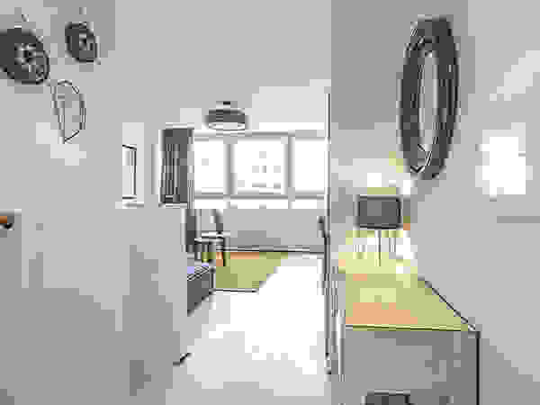 edit home staging Eclectic corridor, hallway & stairs