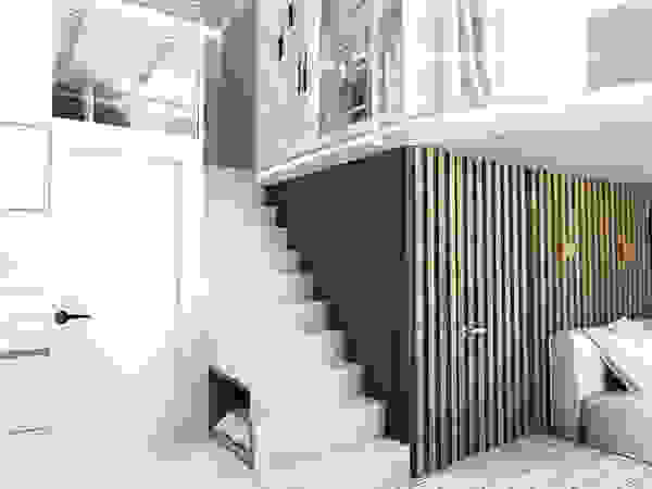 IK-architects Industrial style corridor, hallway and stairs