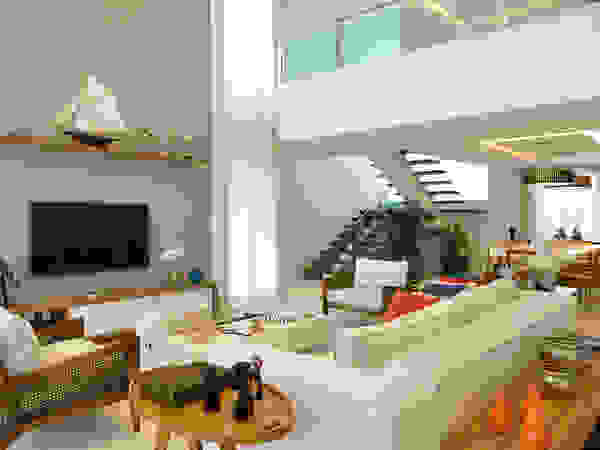 Pinheiro Martinez Arquitetura Modern living room White
