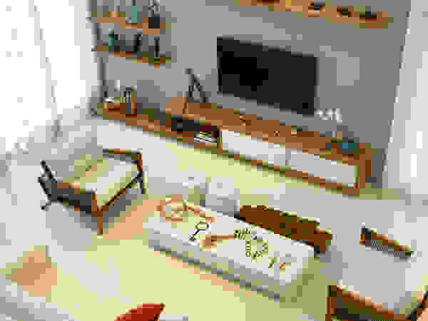 Pinheiro Martinez Arquitetura Modern living room White