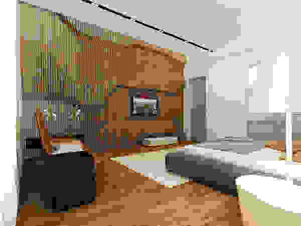 A-partmentdesign studio Camera da letto minimalista Legno Effetto legno