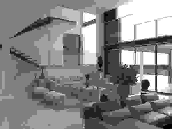 Area5 arquitectura SAS Salas de estar modernas Cinza