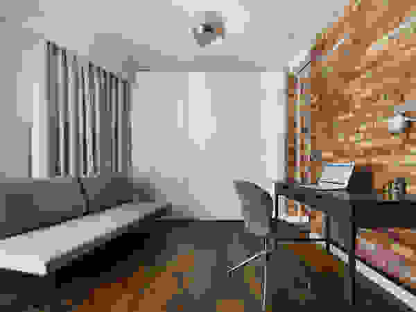 Girl and the cat BLACKHAUS Modern Study Room and Home Office Bricks White