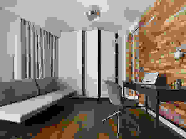 Girl and the cat BLACKHAUS Modern Study Room and Home Office Bricks White