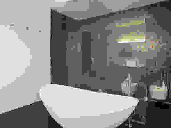 Modern With Free Standing Tub Gracious Luxury Interiors Modern bathroom Black