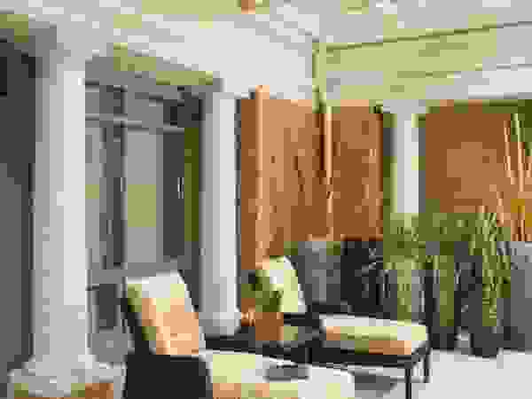 Penthouse Posh - Terrace Lounge Lorna Gross Interior Design بالکن،ایوان وتراس