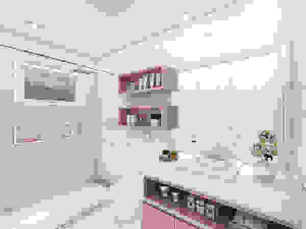 iost Arquitetura e Interiores Moderne Badezimmer Stein Weiß