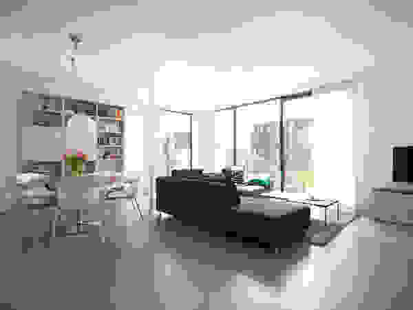 8A Architecten Modern living room Concrete Beige
