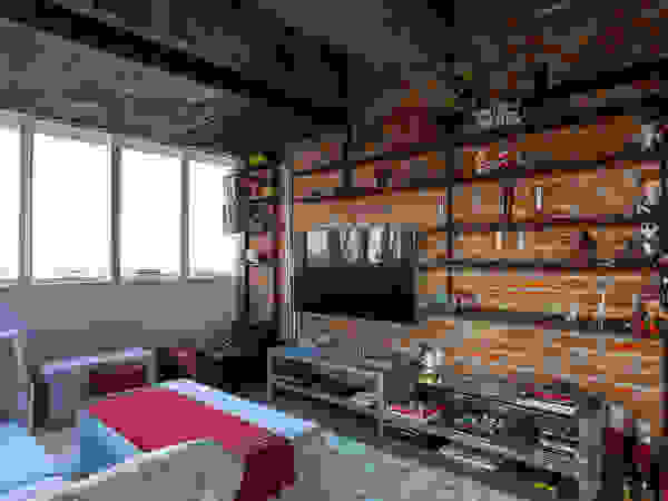 Nautilo Arquitetura & Gerenciamento Industrial style living room Bricks