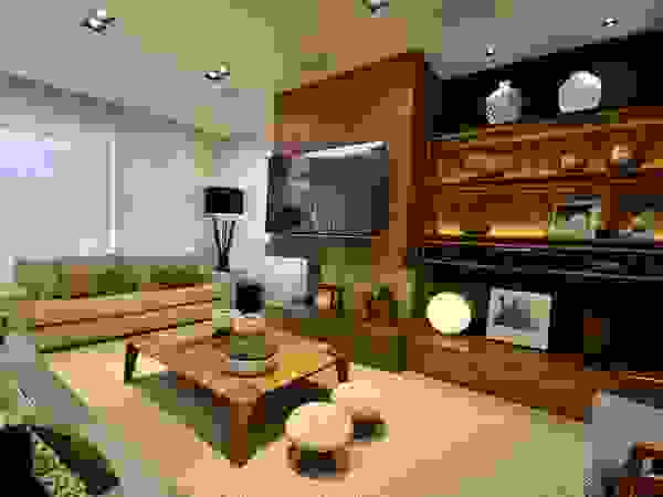 Stúdio Márcio Verza Modern Living Room Wood Beige