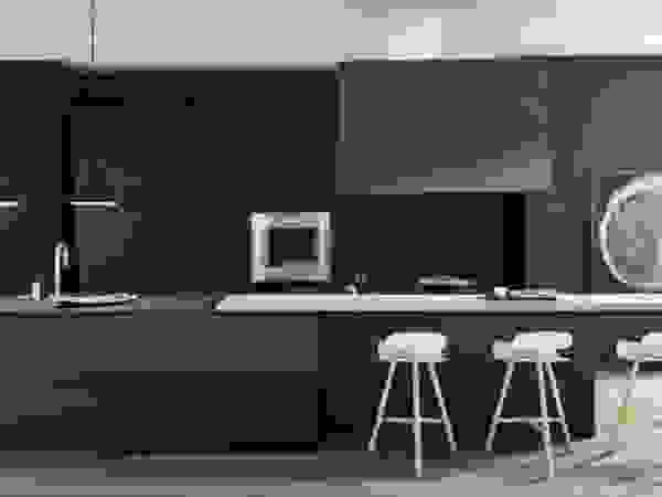 Felipe Lara & Cía KitchenCabinets & shelves Wood Black