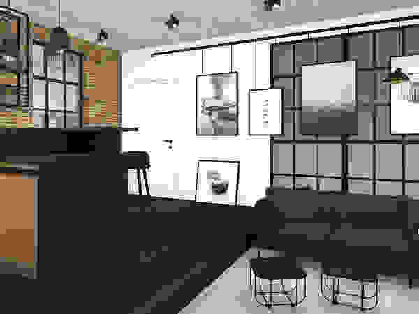 MODULO Pracownia architektury wnętrz Industrial style living room