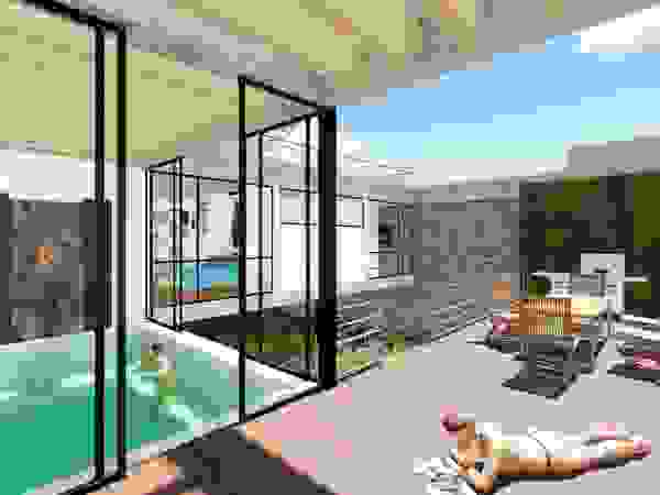 Arquitecto Rafael Viana Balbi - CDMX + Rio de Janeiro Modern balcony, veranda & terrace Stone White