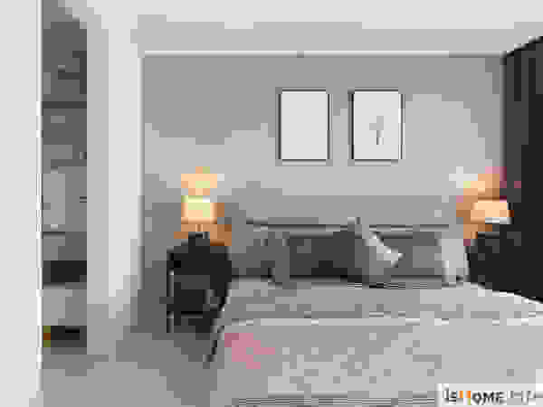 이즈홈 Modern style bedroom Grey