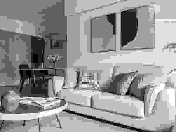 百玥空間設計 Living room Concrete White