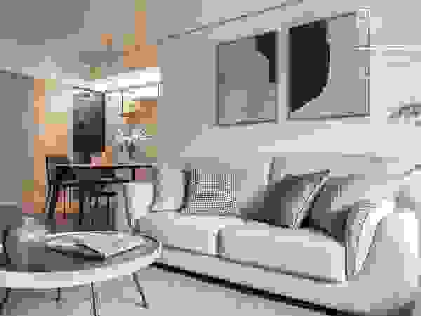 百玥空間設計 Living room Concrete White