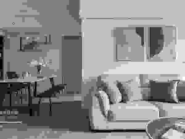 百玥空間設計 Living room Concrete White