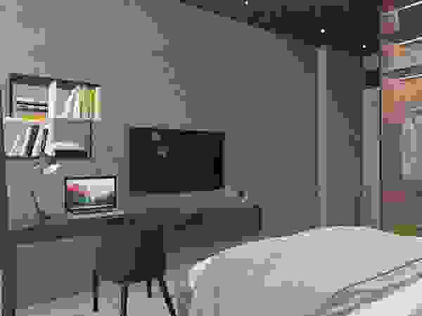Anastasia Yakovleva design studio Minimalist bedroom Wood Grey