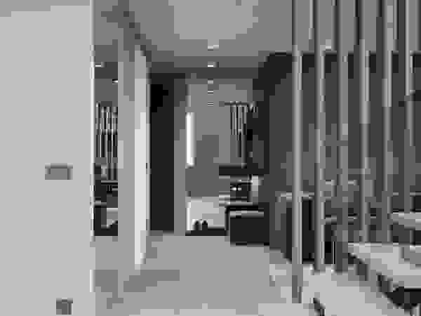 EJ Studio Minimalist corridor, hallway & stairs Concrete Grey