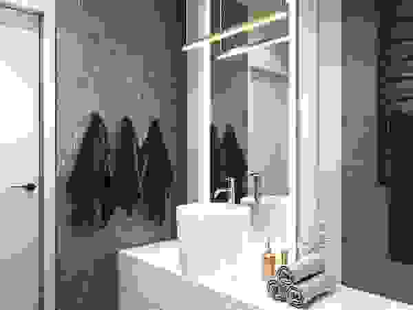 Mieszkanie w odcieniach kawy Ambience. Interior Design Nowoczesna łazienka