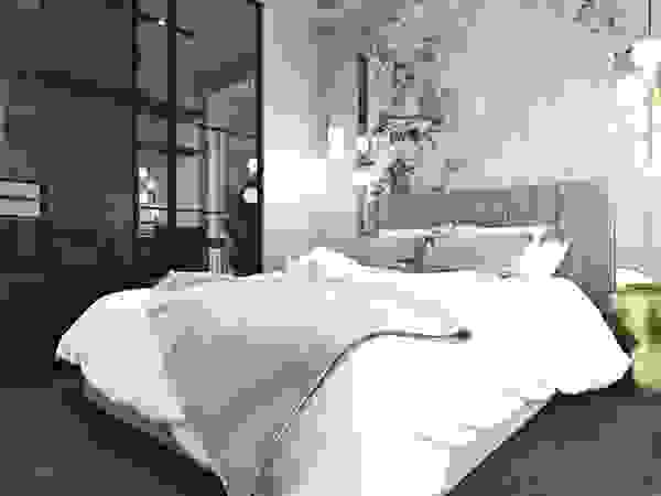 Mieszkanie w odcieniach kawy Ambience. Interior Design Nowoczesna sypialnia